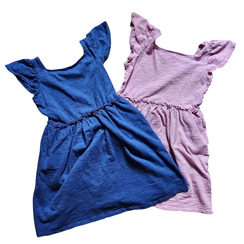 Cat and Jack Girls Dress Bundle Size XS 4/5 Blue & Dusty Rose
